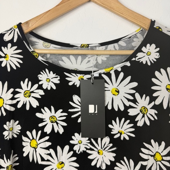 JWD Women's Tops Short Sleeve Lace Trim O-Neck A Line Tunic Blouse FP Daisy 2XL - Picture 3 of 5